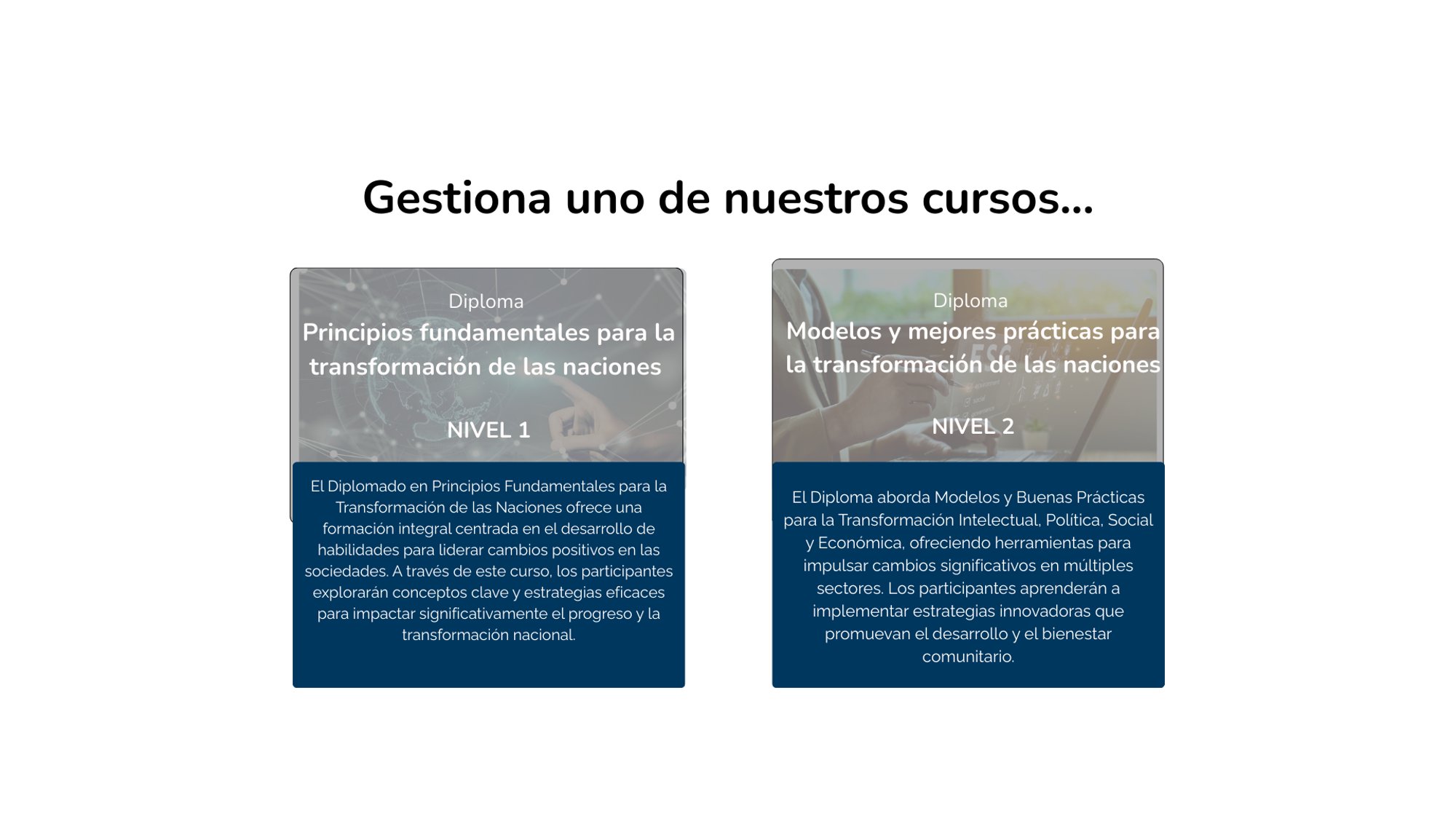 Diplomas Nivel 1 y Nivel 2 para la transformación de las naciones